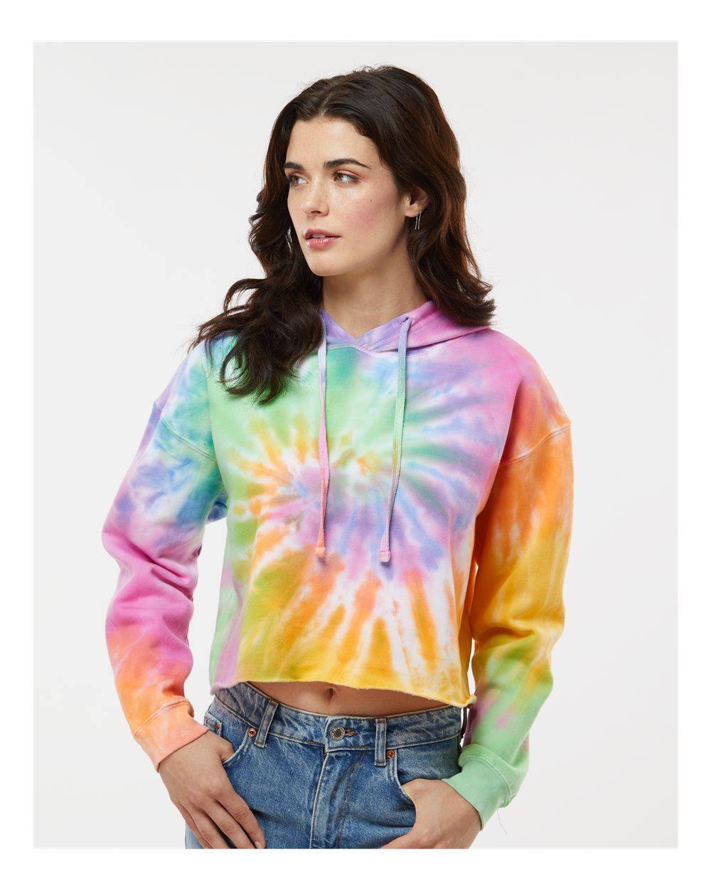 Women's Tie-Dyed Crop Hooded Sweatshirt - OnModelFront - B10502022 - Eternity