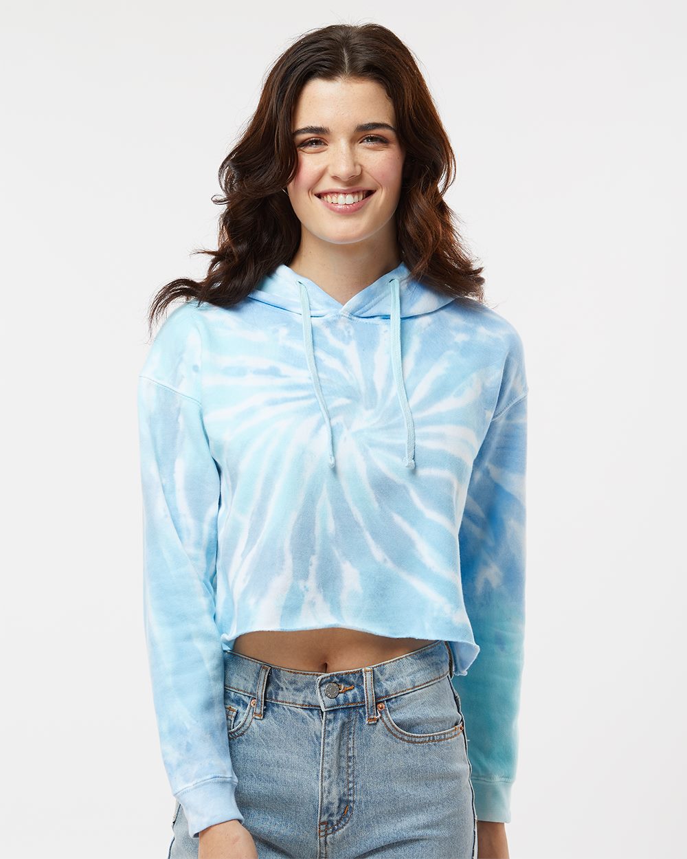 Women's Tie-Dyed Crop Hooded Sweatshirt - styleImage