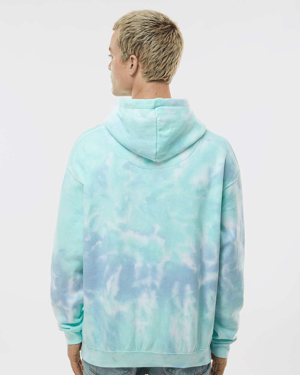 Unisex Tie-Dyed Hooded Sweatshirt - OnModelBack - B10602543 - Slushy