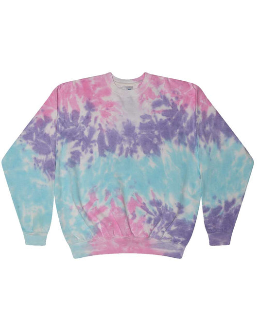 Unisex Tie-Dyed Fleece Crewneck Sweatshirt - Front - B10802303 - Cotton Candy