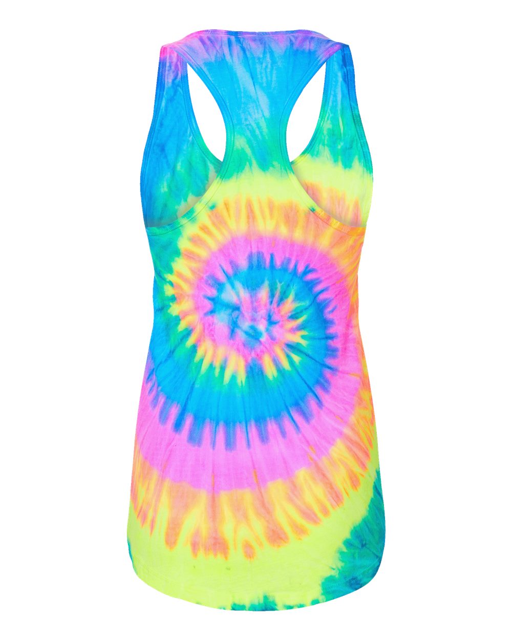 Women's Tie-Dyed Racerback Tank Top - Back - B11602702 - Neon Rainbow
