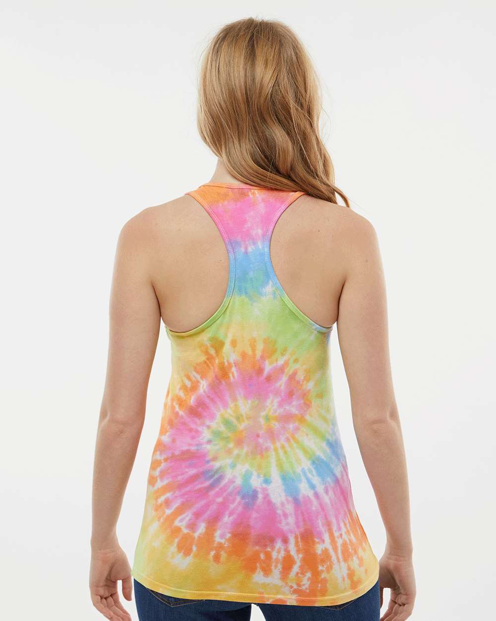 Women's Tie-Dyed Racerback Tank Top - OnModelBack - B11602692 - Eternity