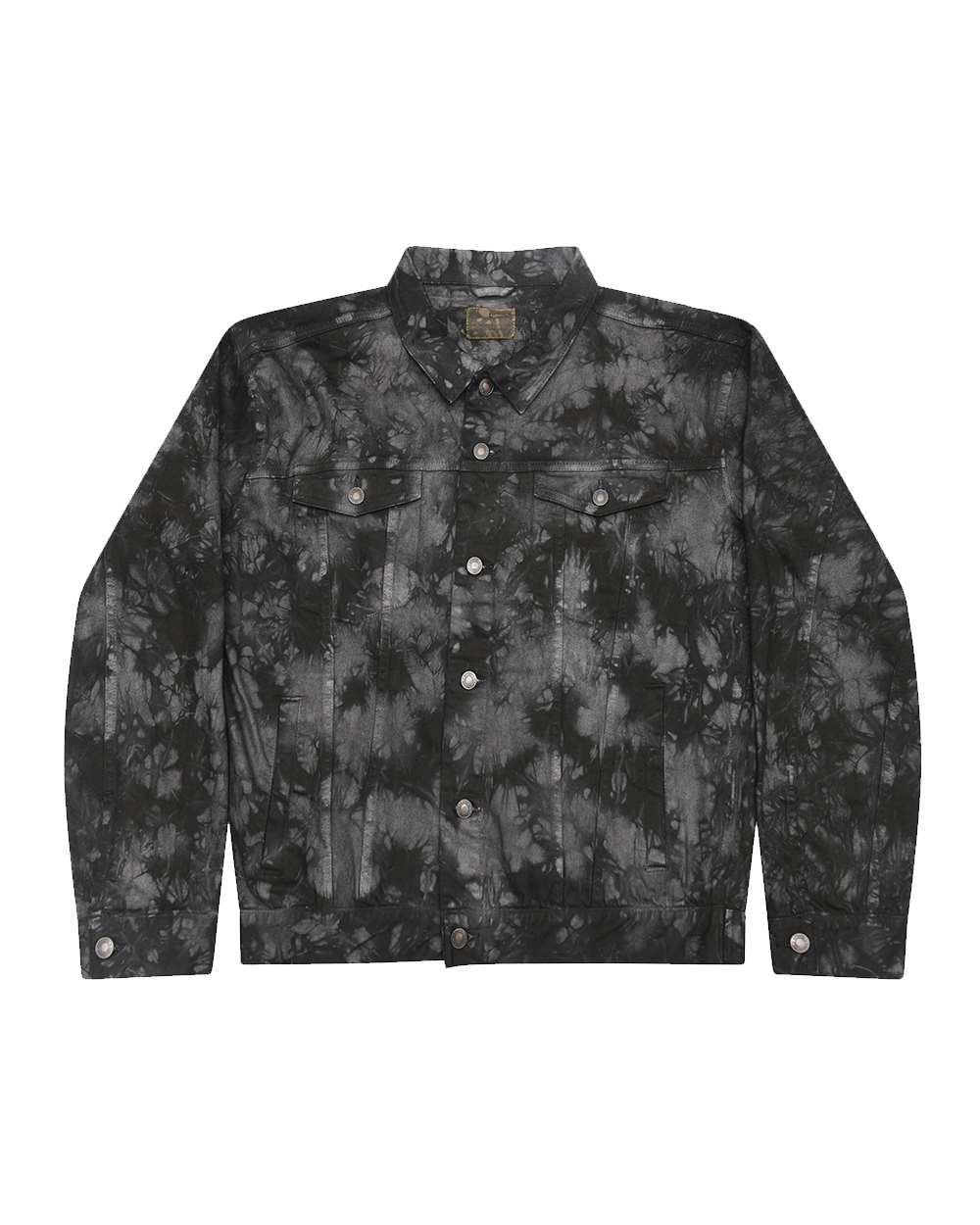 Unisex Tie-Dyed Denim Jacket - Front - B12502003 - Black Crinkle