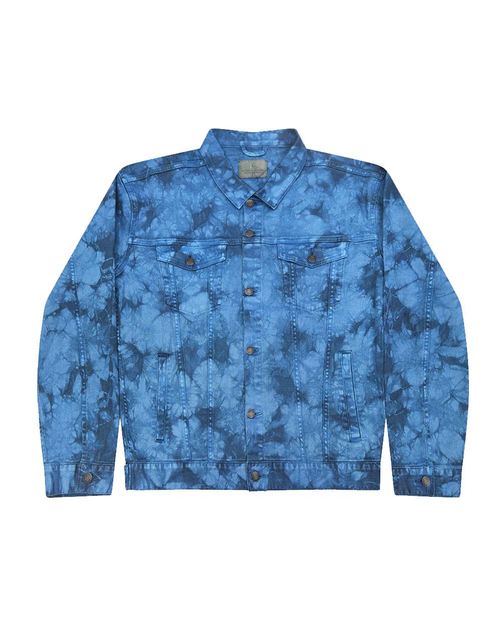Unisex Tie-Dyed Denim Jacket - Front - B12502103 - Blue Crinkle