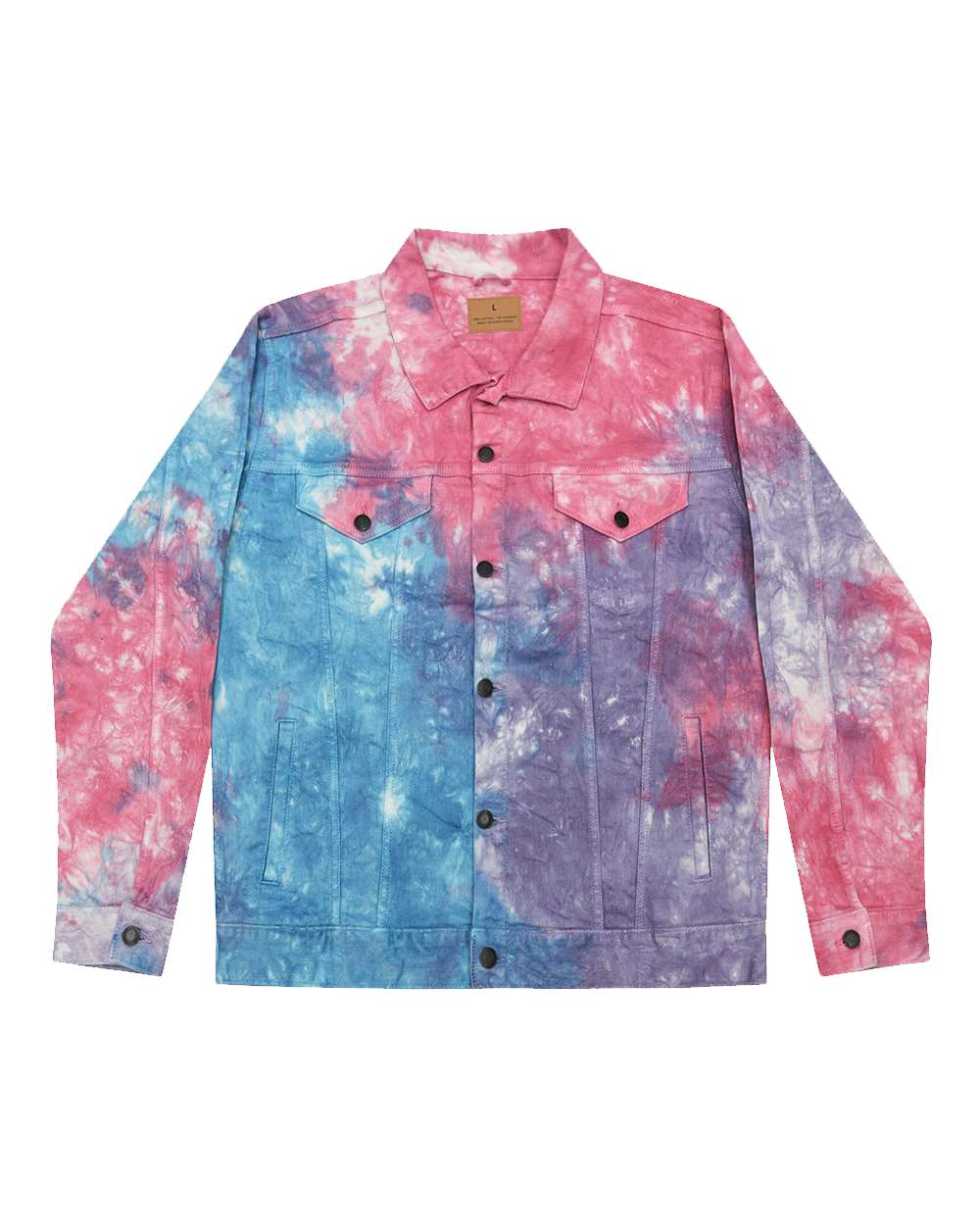 Unisex Tie-Dyed Denim Jacket - Front - B12502113 - Cotton Candy