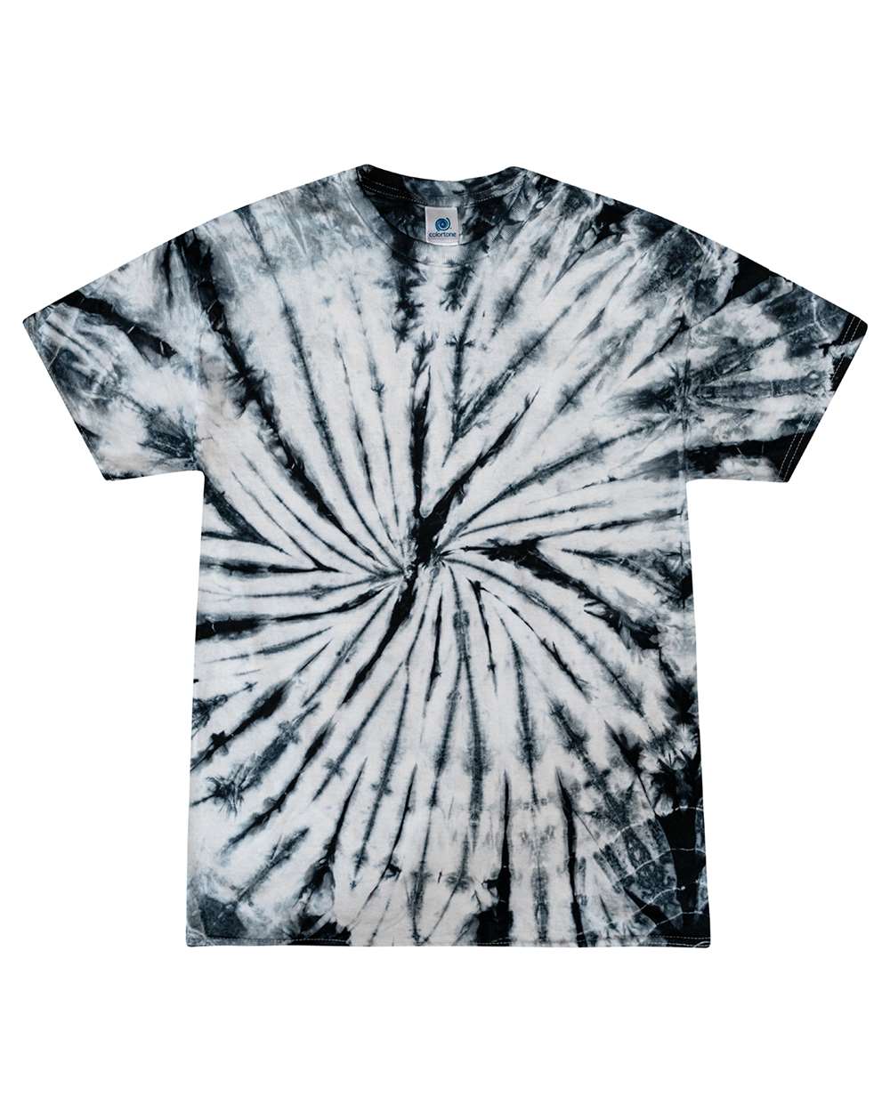 Unisex Multi-Color Tie-Dyed T-Shirt - Front - B13902043 - White/ Black