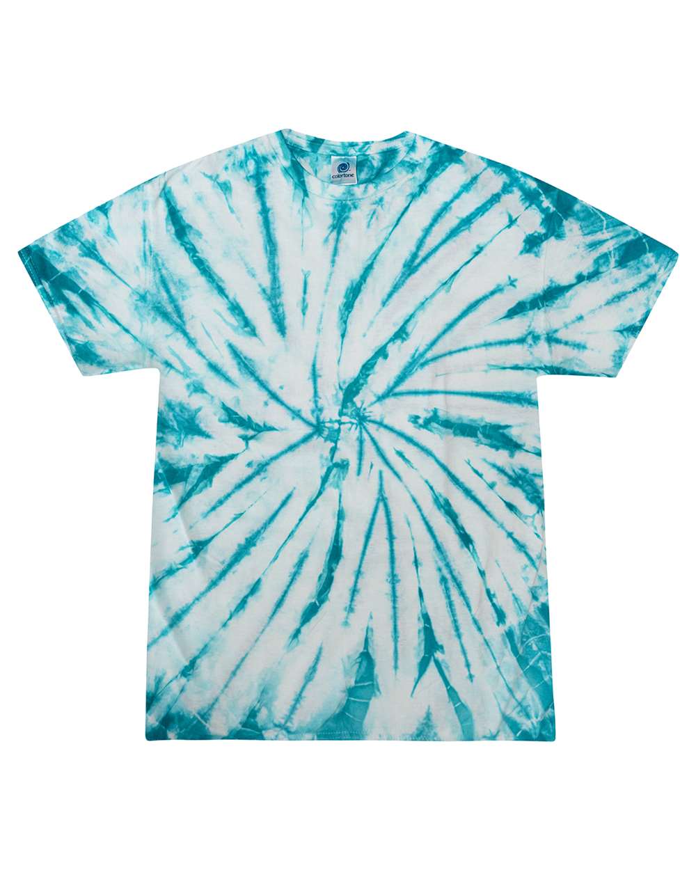 Unisex Multi-Color Tie-Dyed T-Shirt - Front - B13902073 - White/ Turquoise