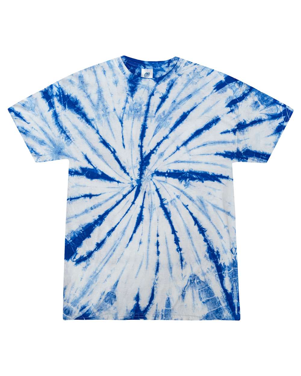 Unisex Multi-Color Tie-Dyed T-Shirt - Front - B13902083 - White/ Royal