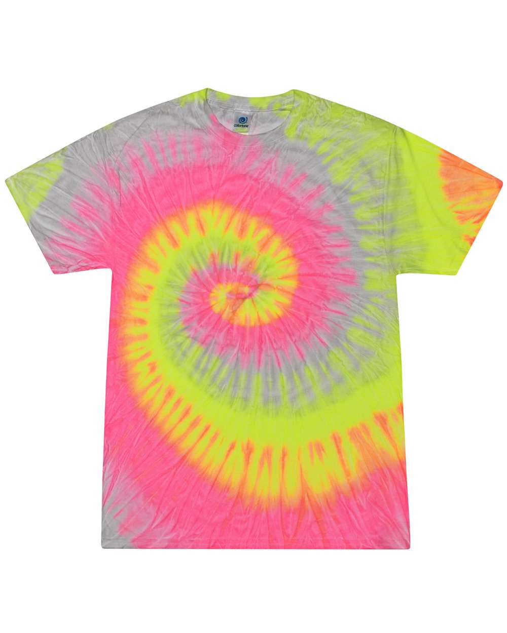 Unisex Multi-Color Tie-Dyed T-Shirt - Front - B13902143 - Silver Rainbow