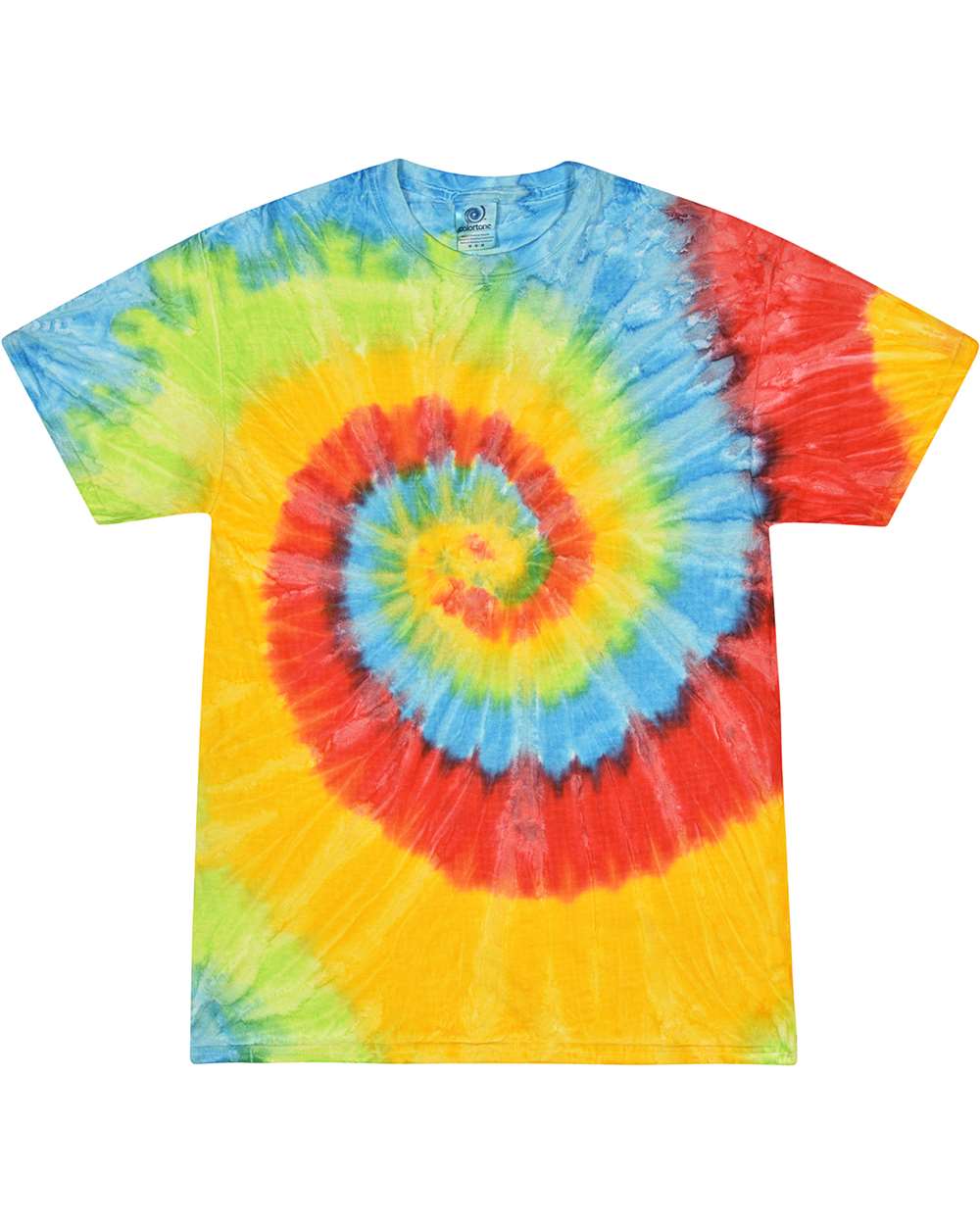 Unisex Multi-Color Tie-Dyed T-Shirt - Front - B13902153 - Pastel Neon
