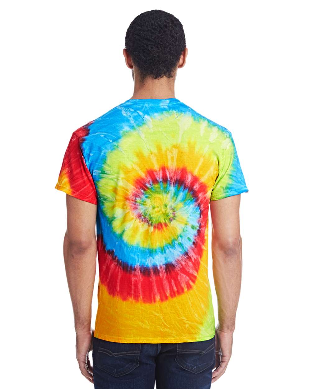 Unisex Multi-Color Tie-Dyed T-Shirt - OnModelBack - B13902153 - Pastel Neon