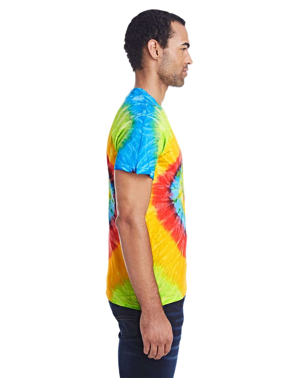 Unisex Multi-Color Tie-Dyed T-Shirt - OnModelSide - B13902153 - Pastel Neon