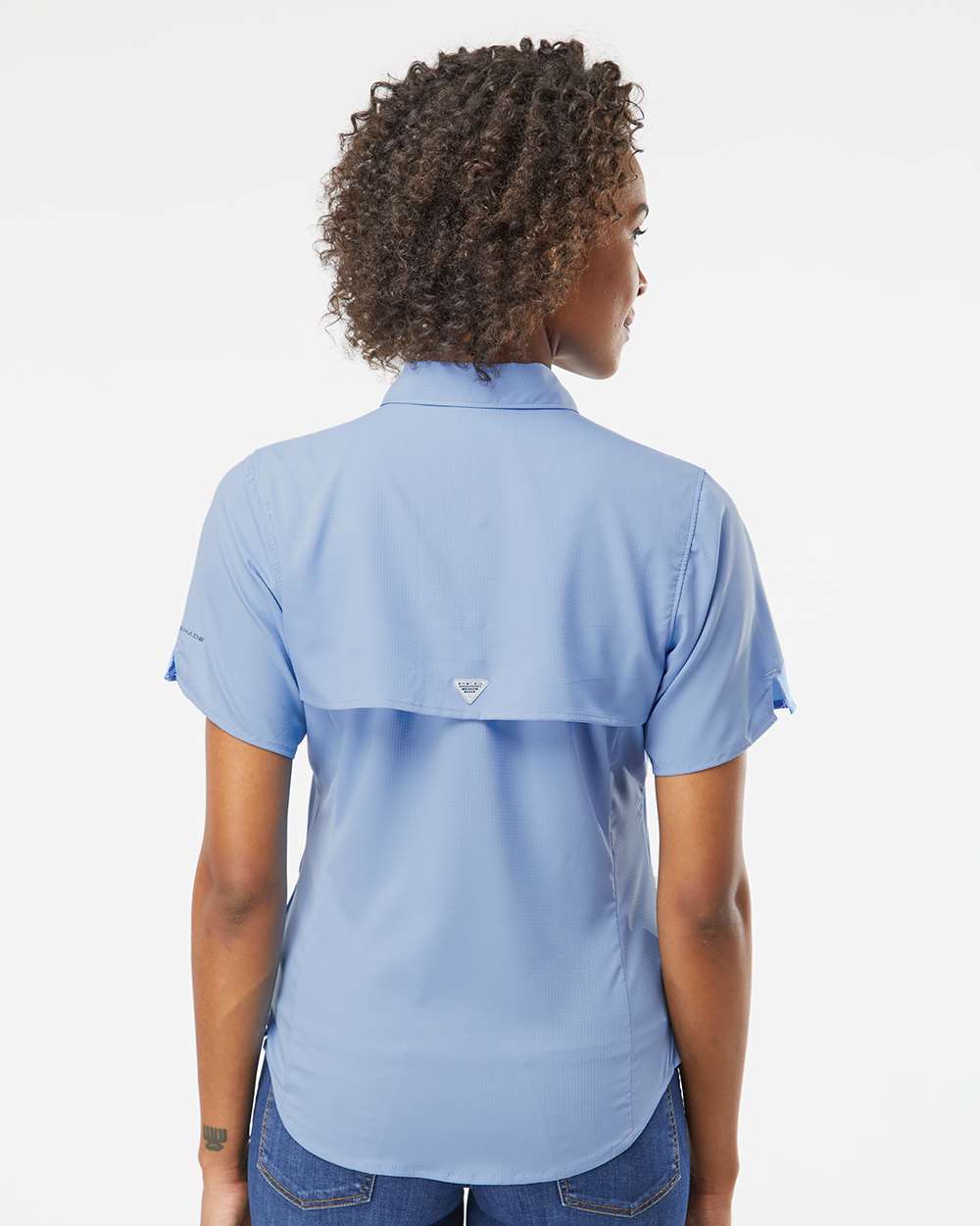 Women's PFG Tamiami™ II Short Sleeve Shirt - OnModelBack - B14124252 - White Cap Blue