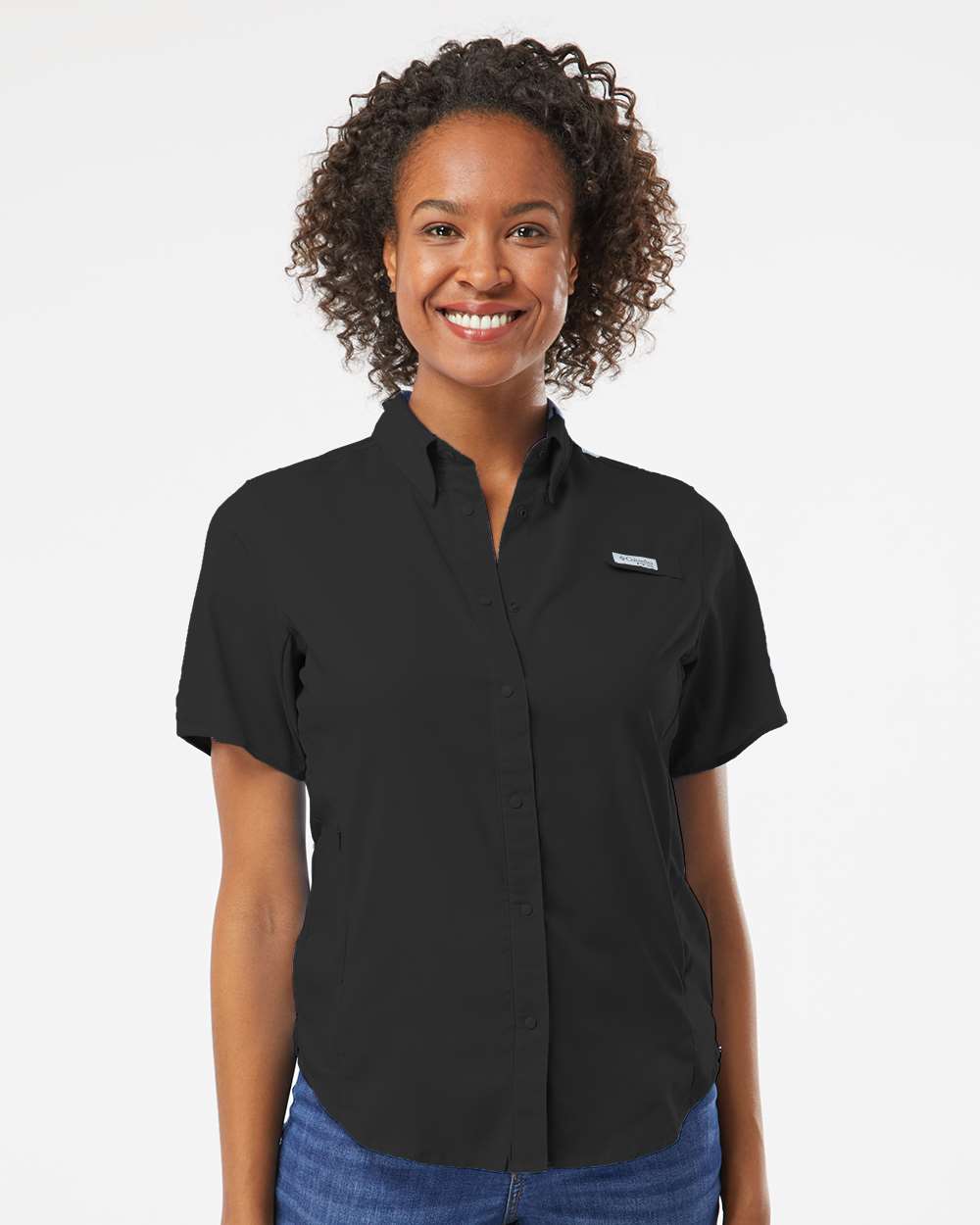 Women's PFG Tamiami™ II Short Sleeve Shirt - OnModelFront - B14124502 - Black