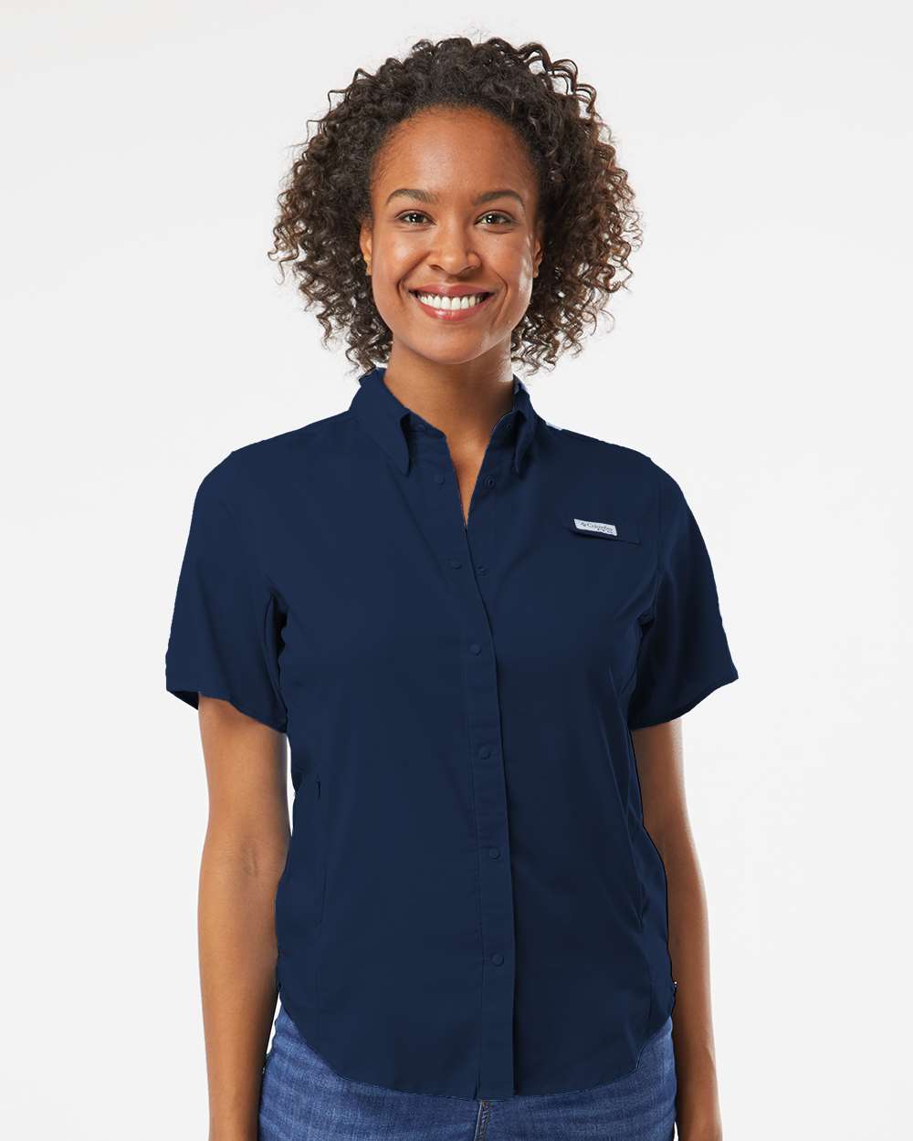 Women's PFG Tamiami™ II Short Sleeve Shirt - OnModelFront - B14124652 - Collegiate Navy