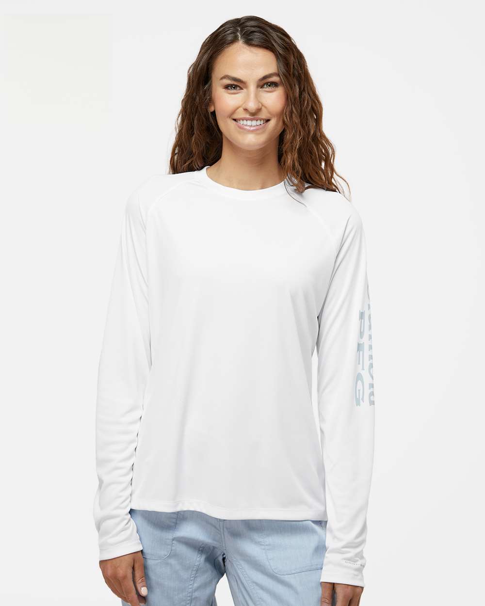 Women's PFG Tidal Tee™ II Long Sleeve - OnModelFront - B14924013 - White/ Cirrus Grey