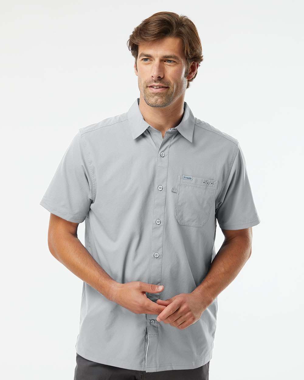 Men's PFG Slack Tide™ Camp Shirt - OnModelFront - B15824593 - Cool Grey
