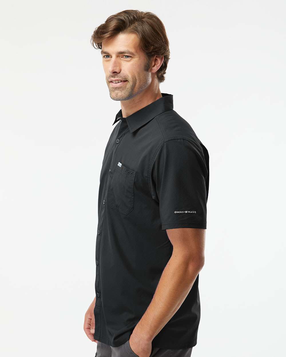 Men's PFG Slack Tide™ Camp Shirt - OnModelSide - B15824503 - Black