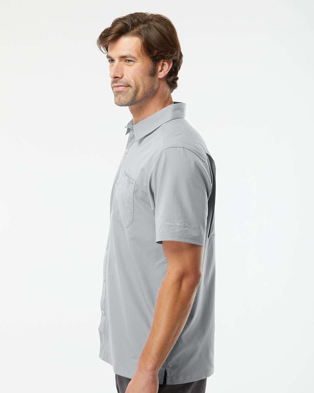 Men's PFG Slack Tide™ Camp Shirt - OnModelSide - B15824593 - Cool Grey