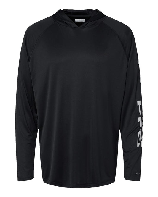 Unisex PFG Terminal Tackle™ Hooded Long Sleeve T-Shirt - Front - B15924503 - Black/ Cool Grey