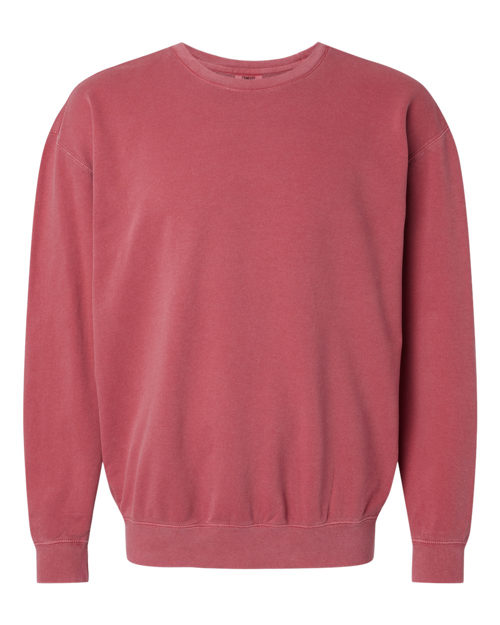 Unisex Garment-Dyed Lightweight Fleece Crewneck Sweatshirt - Front - B00808223 - Crimson