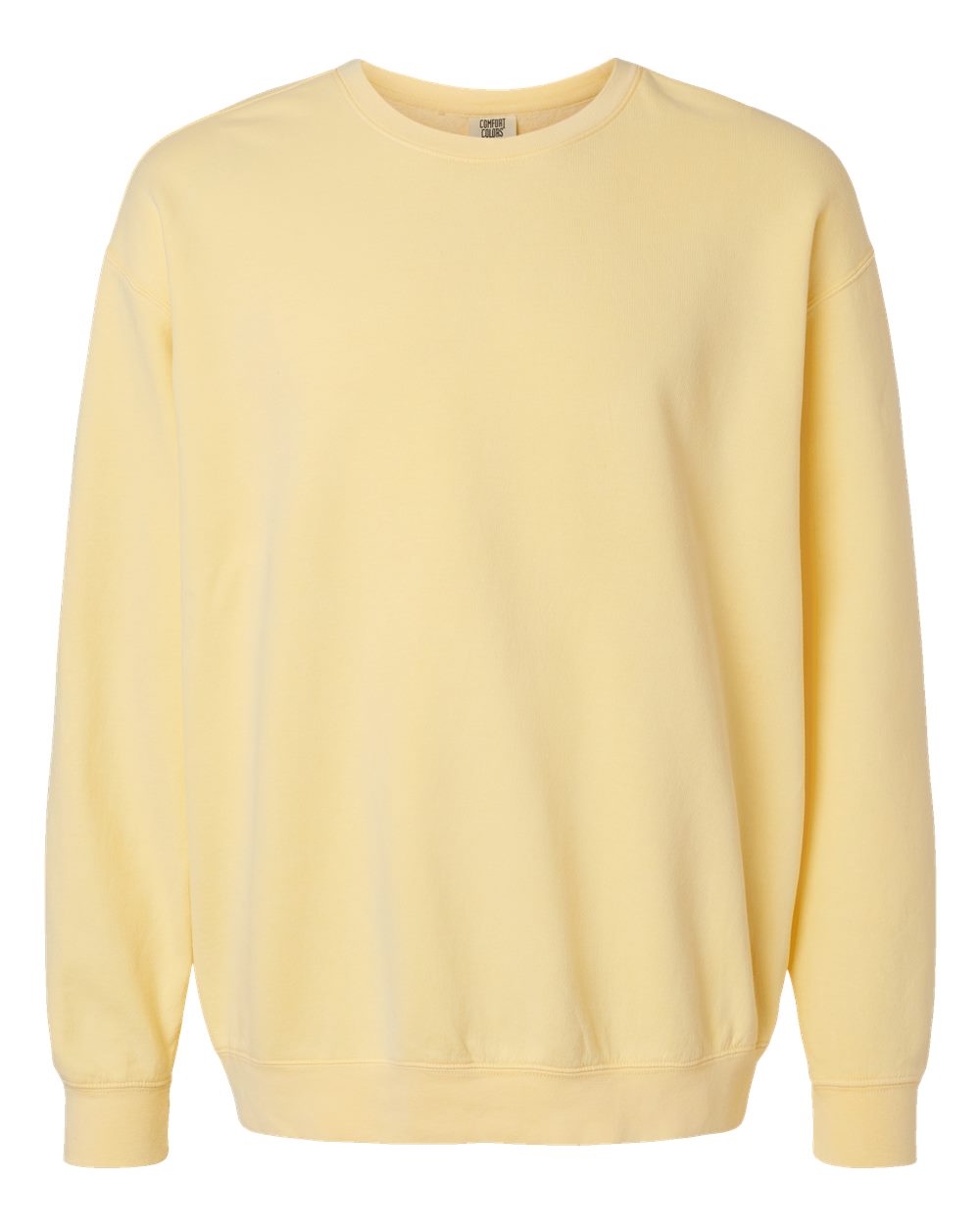 Unisex Garment-Dyed Lightweight Fleece Crewneck Sweatshirt - Front - B00808413 - Butter