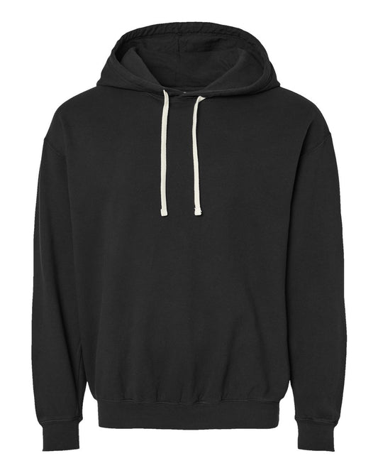 Unisex Garment-Dyed Lightweight Fleece Hooded Sweatshirt - Front - B00908503 - Black