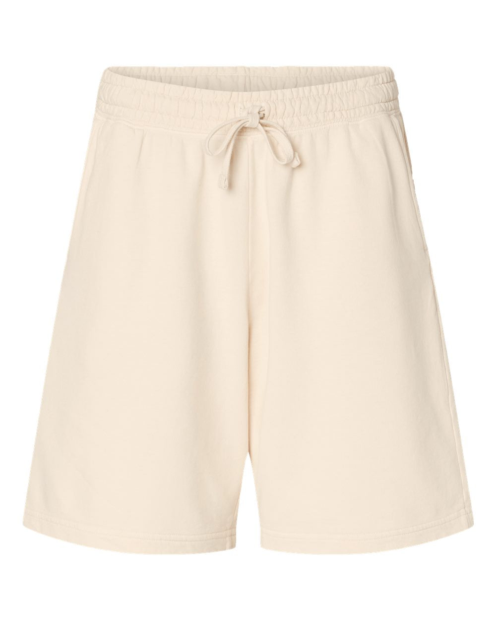 Unisex Garment-Dyed Lightweight Fleece Sweat Shorts - Front - B01008243 - Ivory