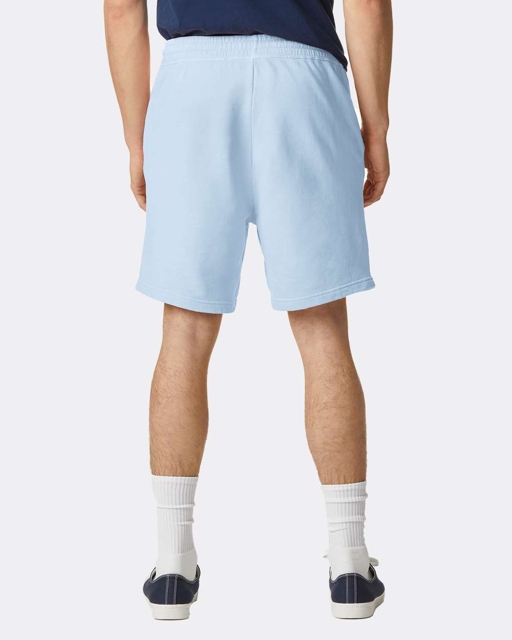 Unisex Garment-Dyed Lightweight Fleece Sweat Shorts - OnModelBack - B01008303 - Hydrangea