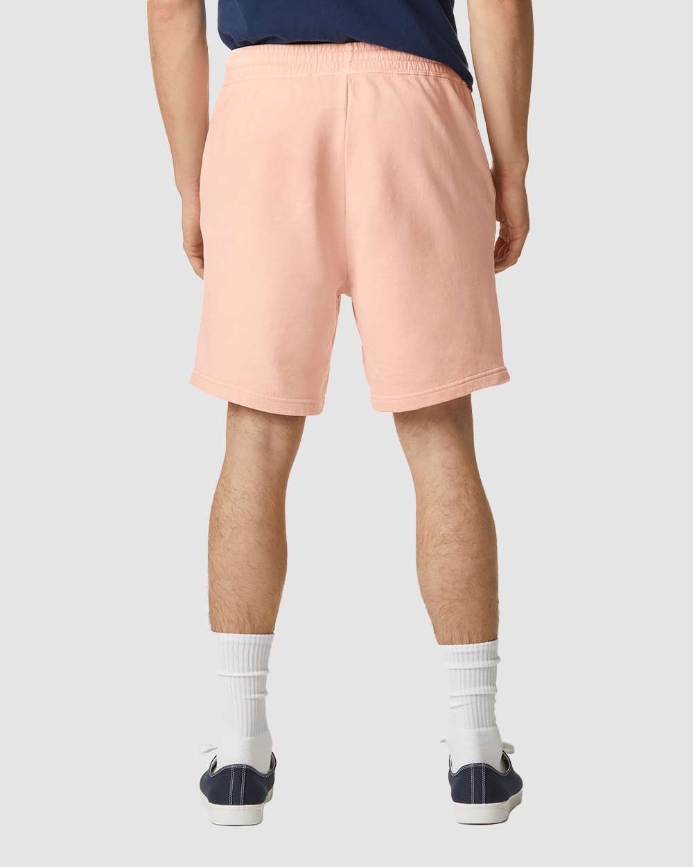 Unisex Garment-Dyed Lightweight Fleece Sweat Shorts - OnModelBack - B01008663 - Peachy