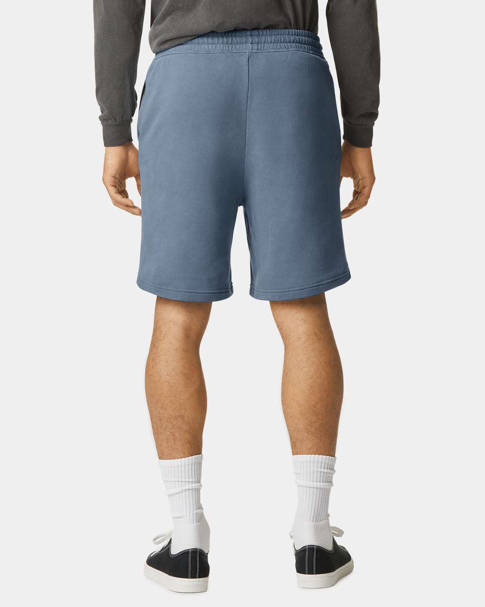 Unisex Garment-Dyed Lightweight Fleece Sweat Shorts - OnModelBack - B01008983 - Blue Jean