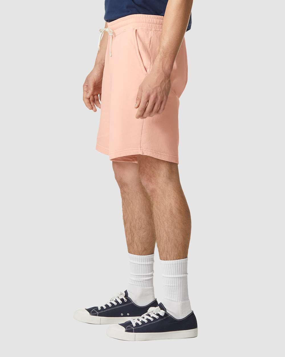 Unisex Garment-Dyed Lightweight Fleece Sweat Shorts - OnModelSide - B01008663 - Peachy
