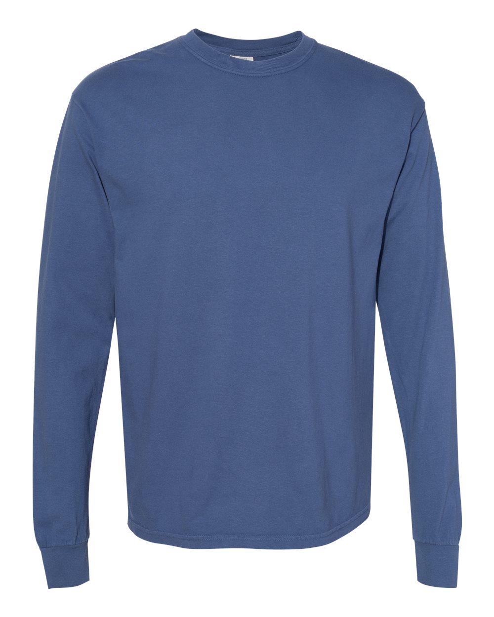 Garment-Dyed Heavyweight Long Sleeve T-Shirt - Front - B08108753 - China Blue