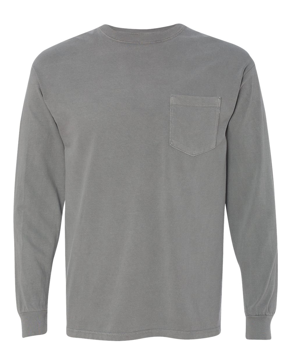 Garment-Dyed Heavyweight Long Sleeve Pocket T-Shirt - Front - B18508583 - Grey