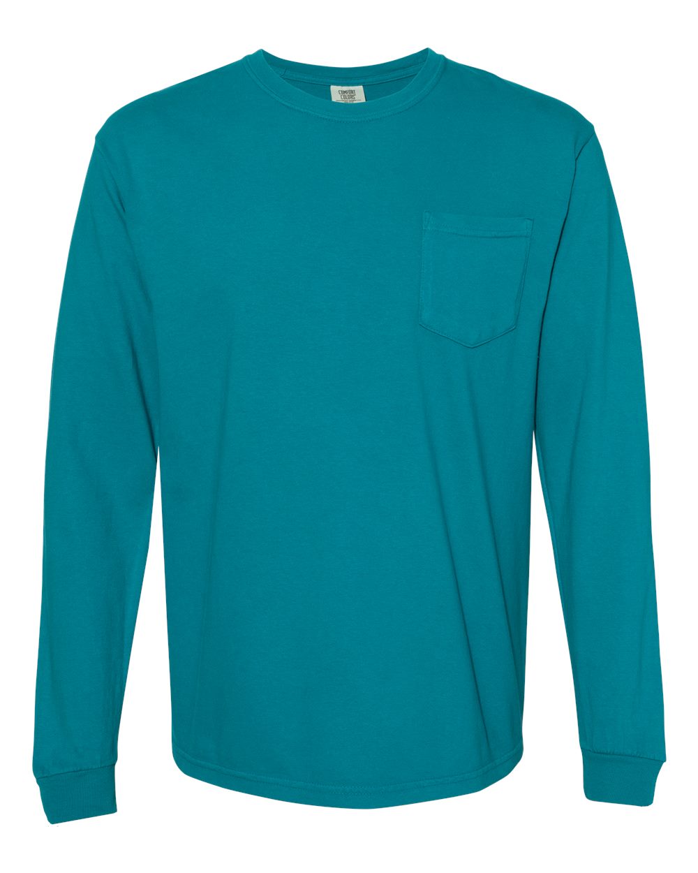Garment-Dyed Heavyweight Long Sleeve Pocket T-Shirt - Front - B18508763 - Topaz Blue