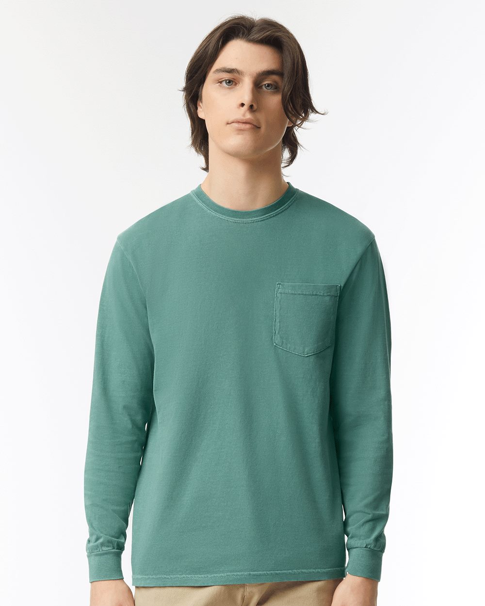 Garment-Dyed Heavyweight Long Sleeve Pocket T-Shirt - styleImage