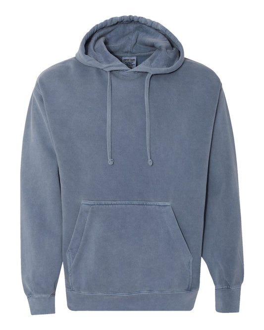 Unisex Garment-Dyed Hooded Sweatshirt - Front - B70108983 - Blue Jean