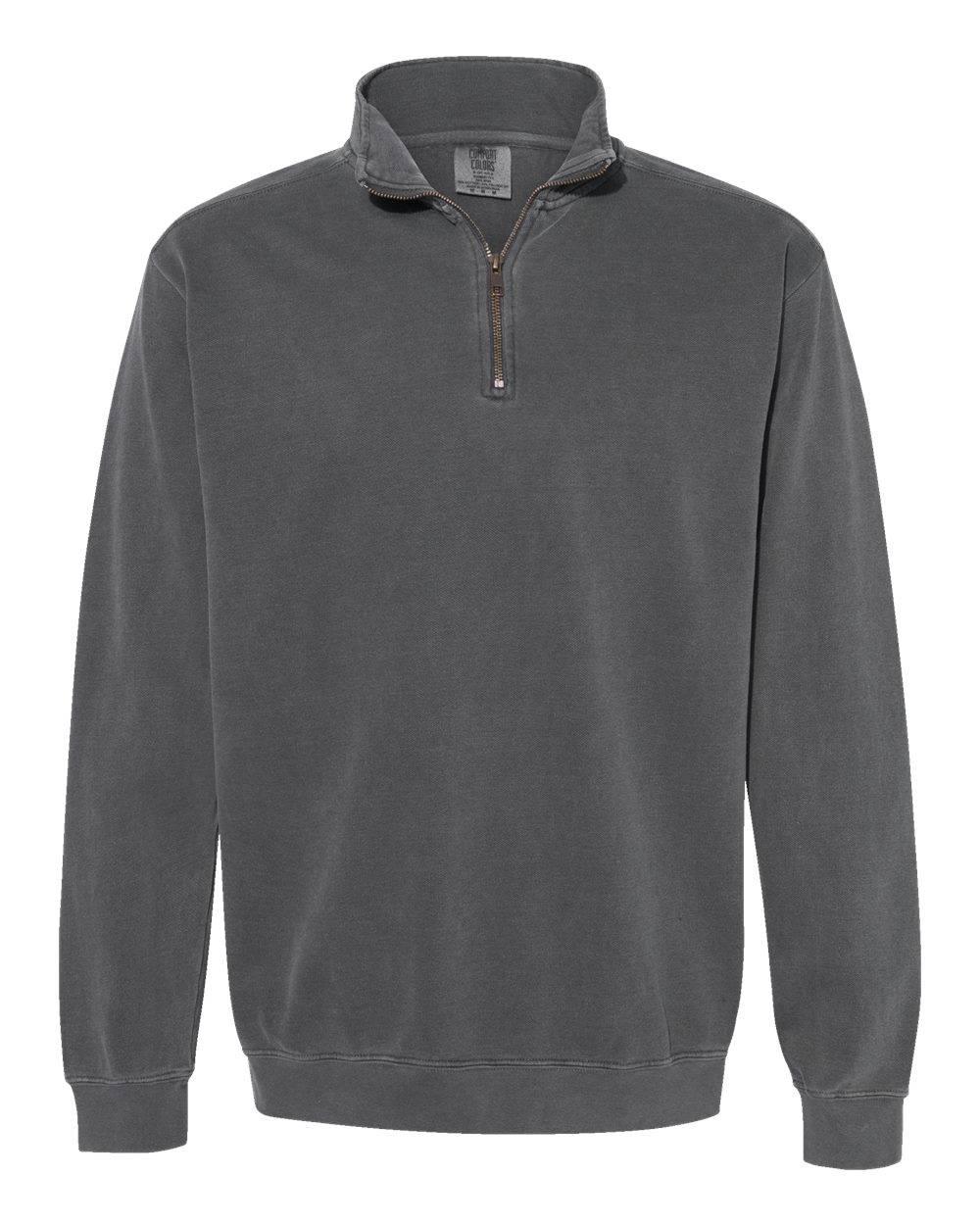 Unisex Garment-Dyed Quarter Zip Sweatshirt - Front - B20908093 - Pepper