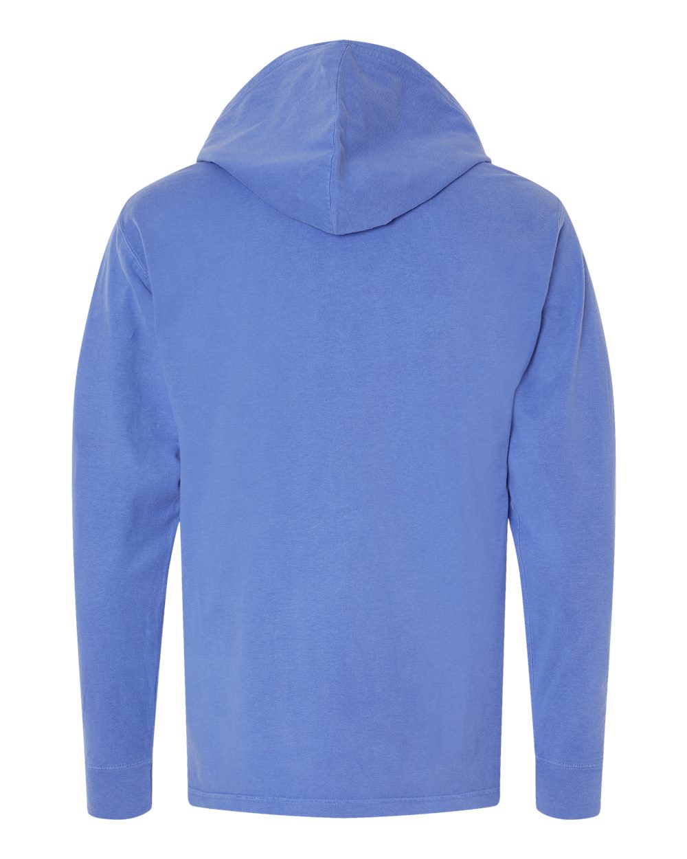 Unisex Garment-Dyed Jersey Hooded Long Sleeve T-Shirt - Back - B04700813 - Deep Forte Blue