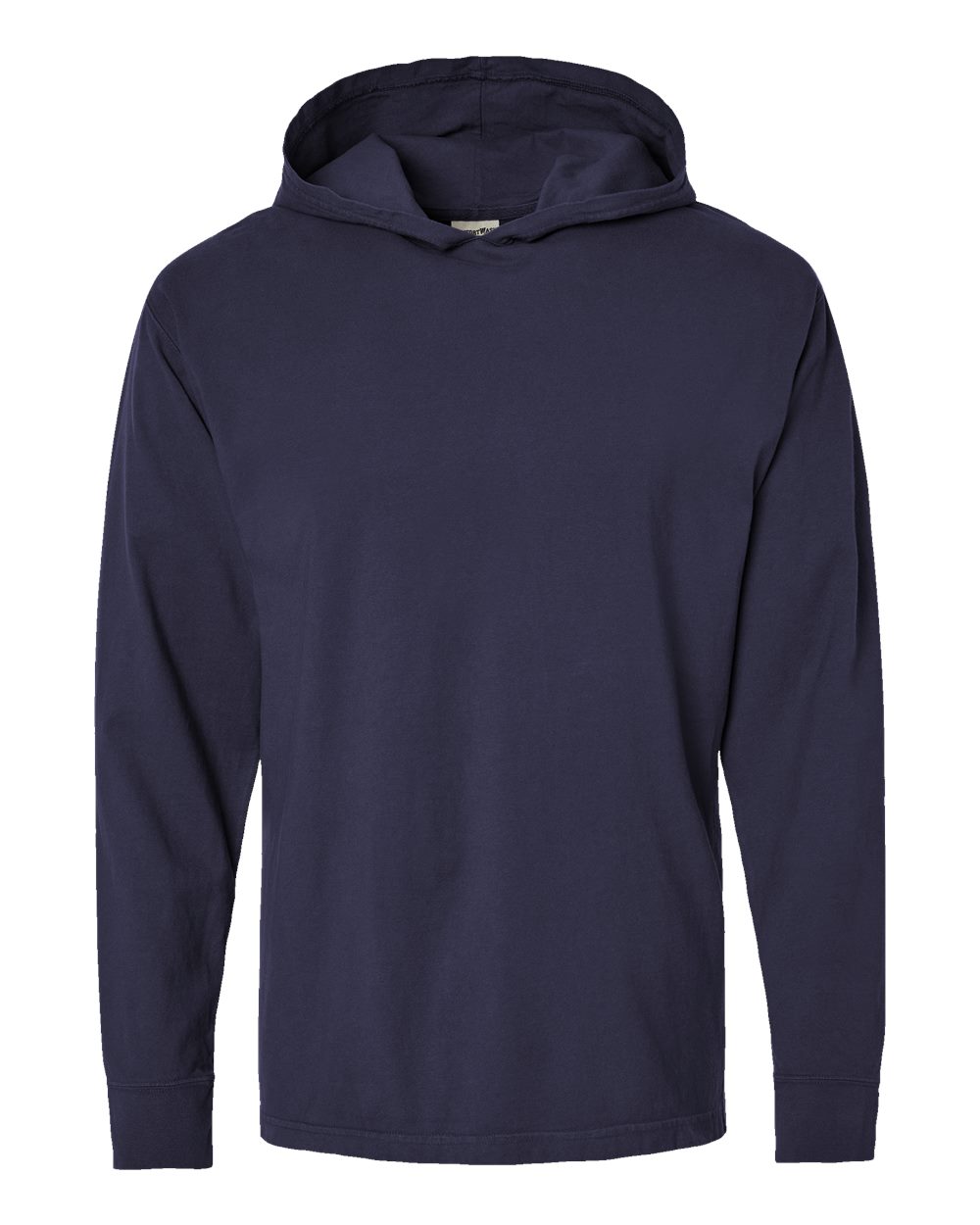 Unisex Garment-Dyed Jersey Hooded Long Sleeve T-Shirt - Front - B04700683 - Anchor Slate