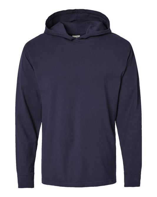 Unisex Garment-Dyed Jersey Hooded Long Sleeve T-Shirt - Front - B04700683 - Anchor Slate