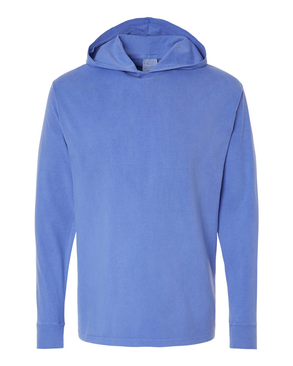 Unisex Garment-Dyed Jersey Hooded Long Sleeve T-Shirt - Front - B04700813 - Deep Forte Blue