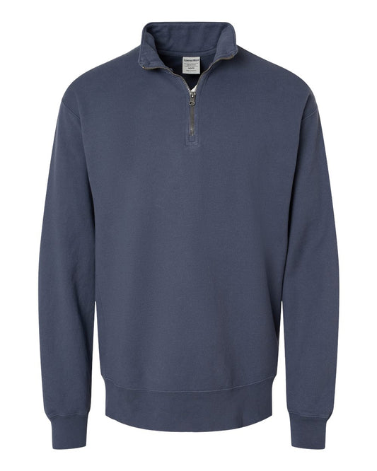 Unisex Garment-Dyed Quarter-Zip Sweatshirt - Front - B04900683 - Anchor Slate