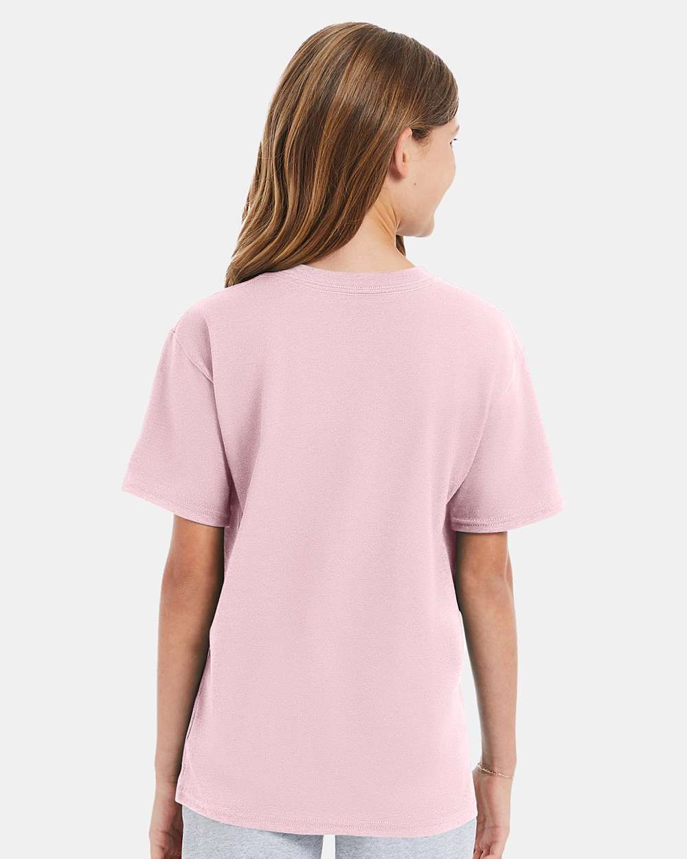 Youth Perfect-T T-Shirt - OnModelBack - B00400302 - Pale Pink