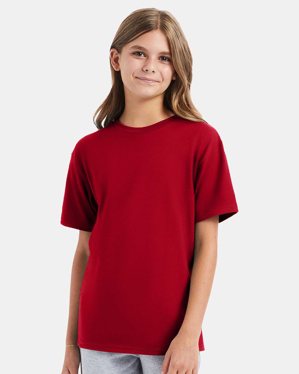 Youth Perfect-T T-Shirt - OnModelFront - B00400222 - Deep Red
