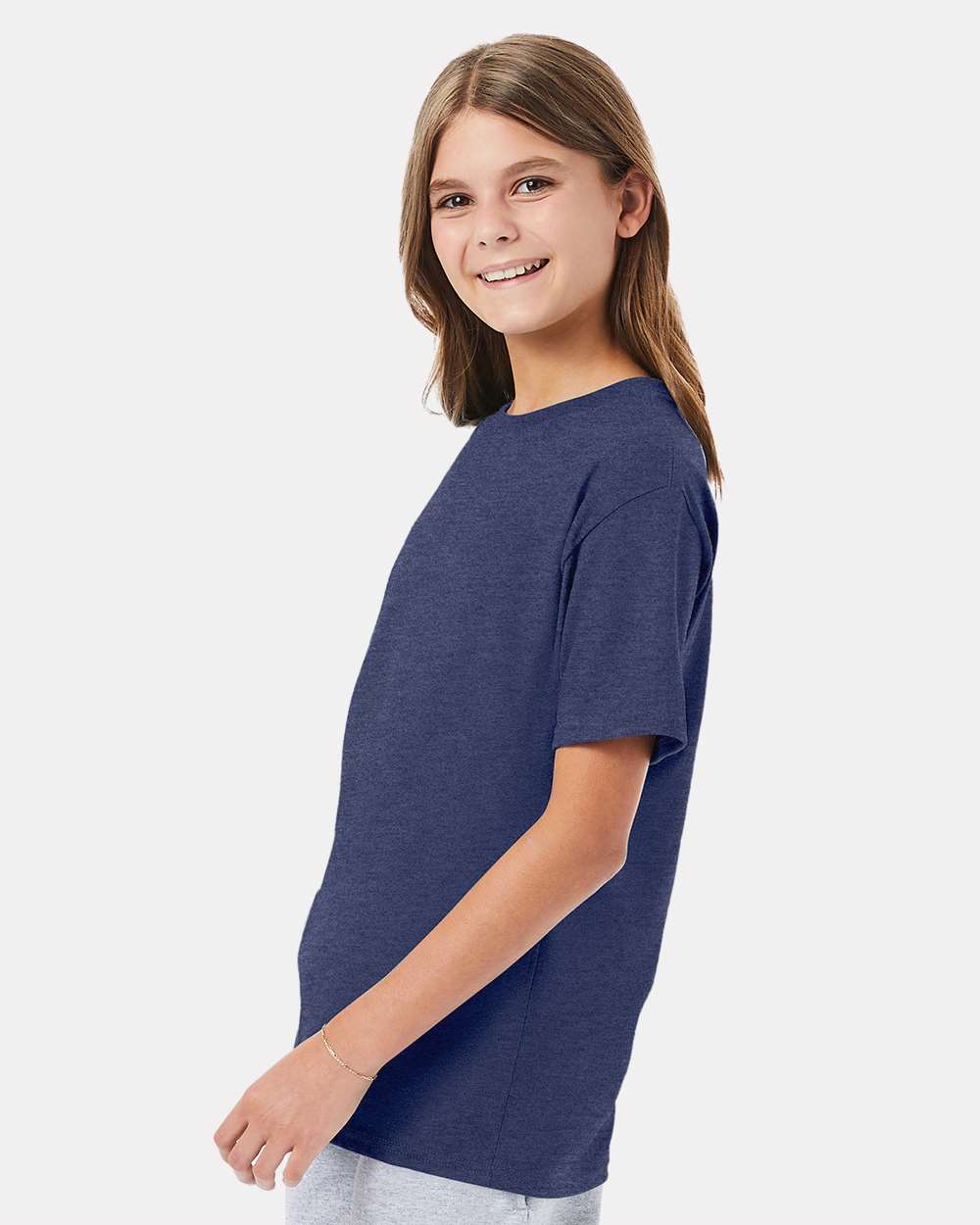 Youth Perfect-T T-Shirt - OnModelSide - B00400682 - Heather Navy