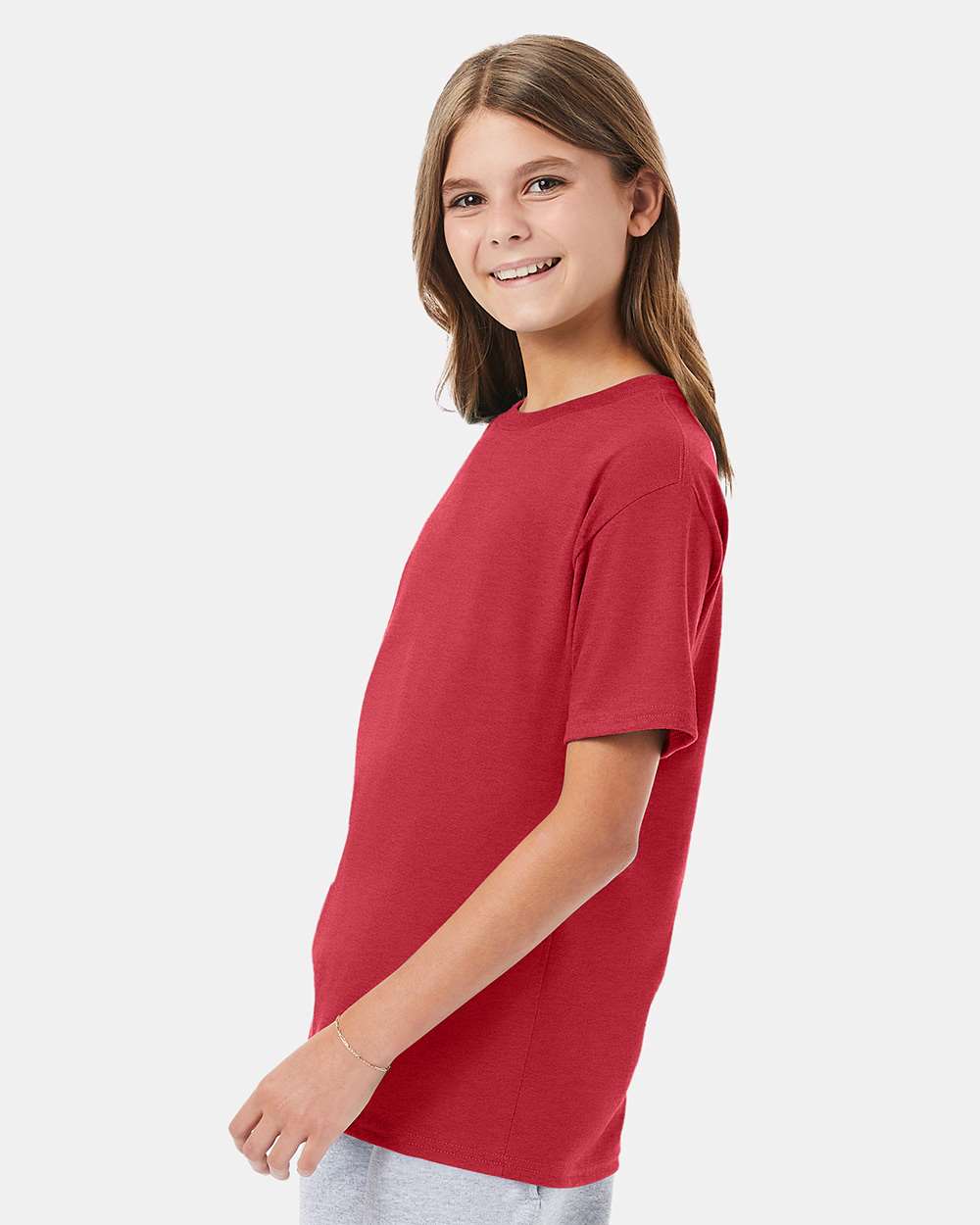 Youth Perfect-T T-Shirt - OnModelSide - B00400712 - Heather Red
