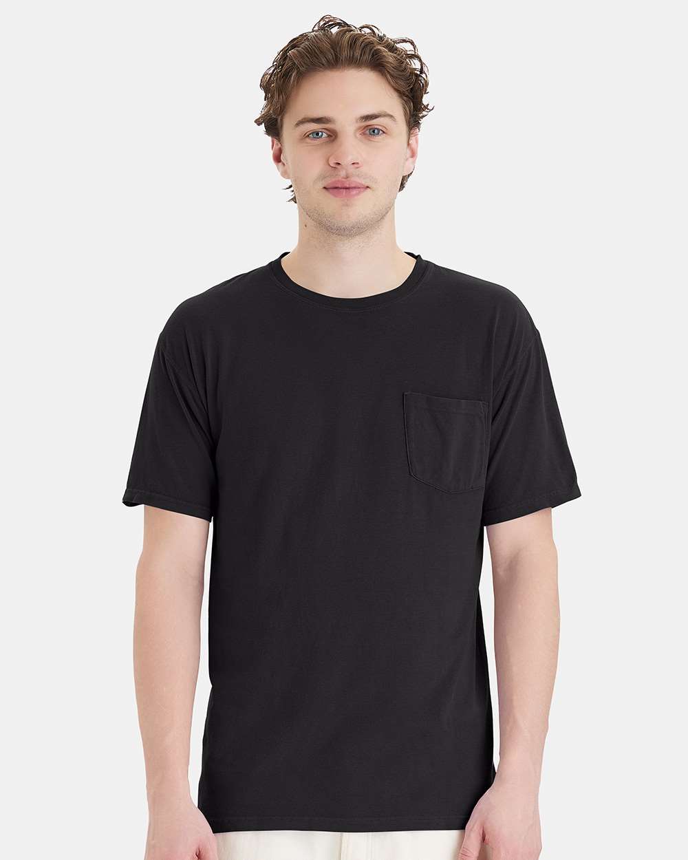 Unisex Garment-Dyed Pocket T-Shirt - OnModelFront - B35200503 - Black