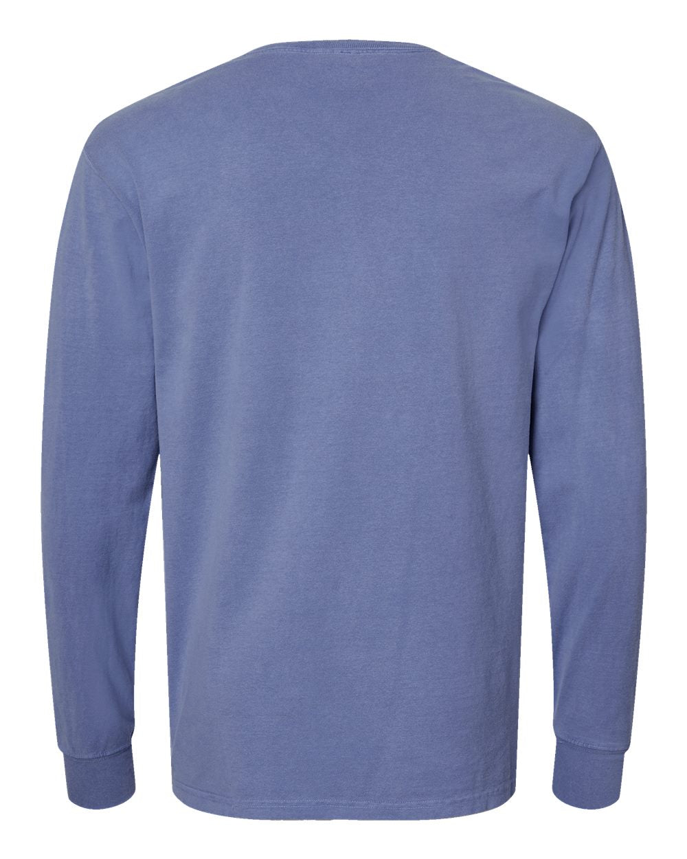 Unisex Garment-Dyed Long Sleeve T-Shirt - Back - B35300694 - Frontier Blue