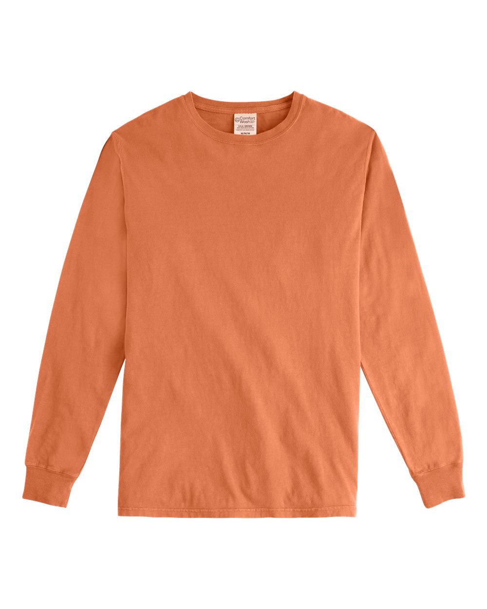 Unisex Garment-Dyed Long Sleeve T-Shirt - Front - B35300183 - Horizon Orange